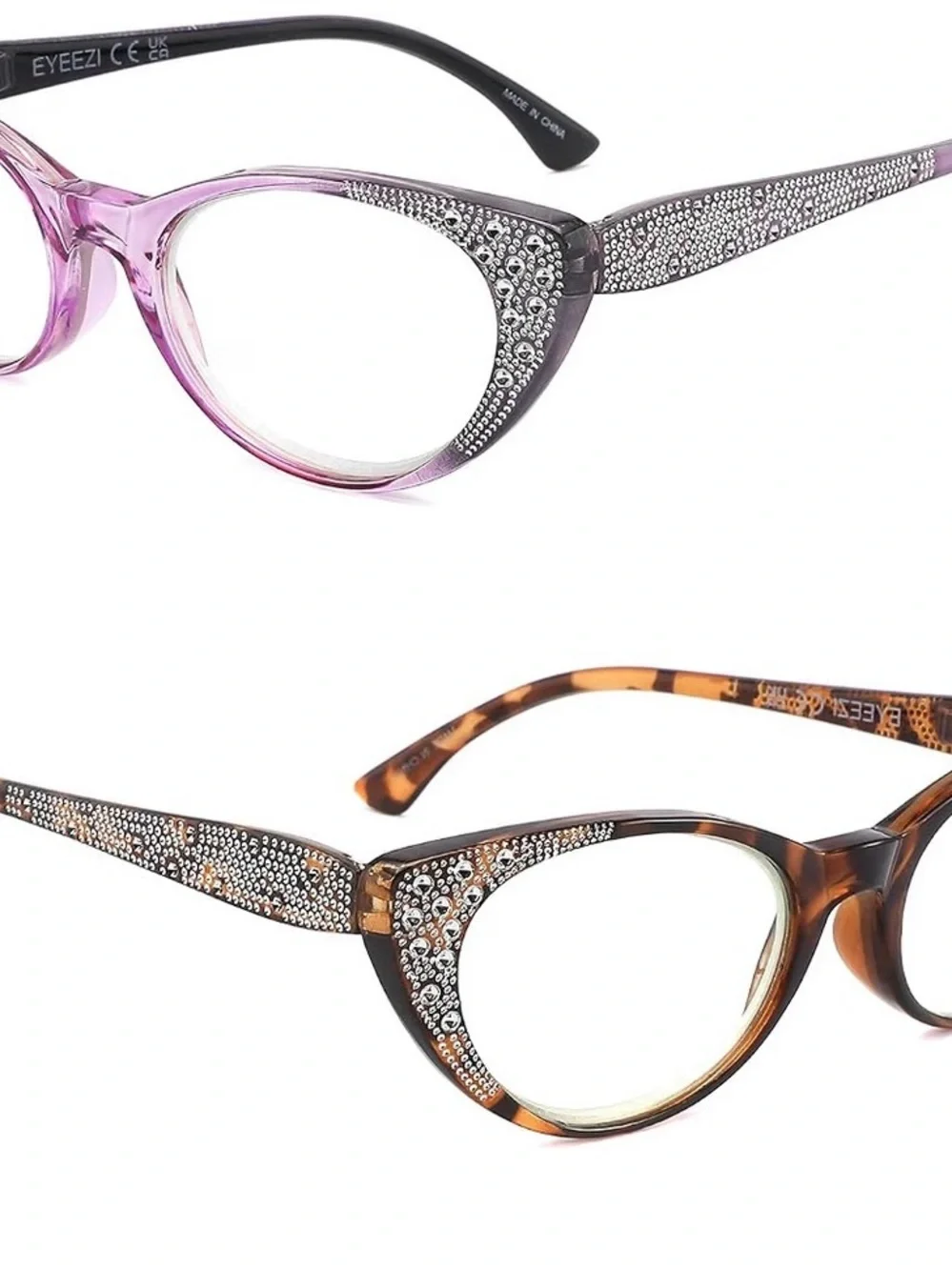 Embellished Cat-Eye Reading Glasses - Pink & Tortoiseshell - 6 pack